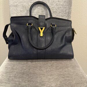 Yves Saint Laurent Cabas Y Line Navy Handbag
